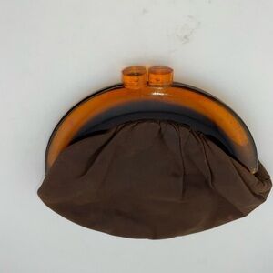 A Budd Leather Creation Black Clutch Coin Purse Lucite Frame Clasp Closure‌‌‌‌‌‌